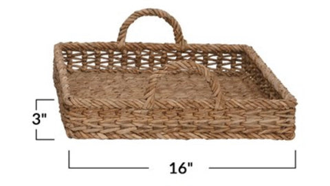 Large Water Hyacinth & Rattan Tray